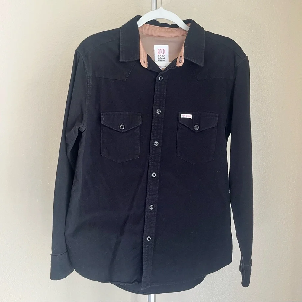 Topo Designs Flannel Mountain Shirt Button Up Long Sleeve Black Size M - Picture 2 of 9